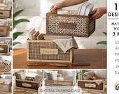 3D Home organizer boxes bundle, storage box laser cut files, wooden basket, keepsake box svg, personalized crate, geometric pattern