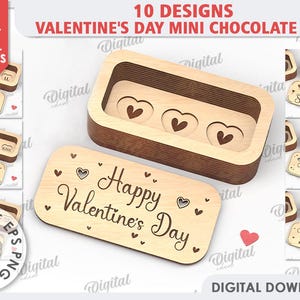 Lot de mini boîtes de chocolats 3D pour la Saint-Valentin, boîte porte-bonbons Saint-Valentin découpée au laser, rangement de bonbons en bois, citations d'amour svg, boîte de friandises