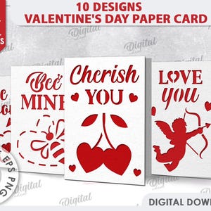 3D Valentine's Day cards bundle, greeting card paper cut, love card, valentines quotes and sayings svg, cute wedding card, anniversary card
