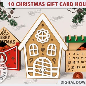 3D Weihnachtsgeschenk Kartenhalter Bundle, Weihnachtsgeschenk Kartenhalter Laser Cut, Holz Kartenhalter Box, Weihnachtsgeschenke und Sprüche svg
