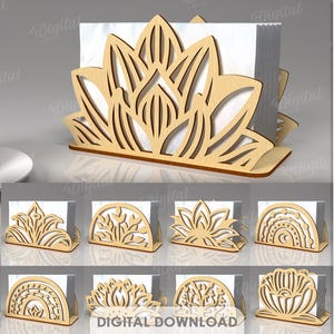 Napkin holders bundle, 3D napkin holder laser cut, floral tissue stand svg, Wooden kitchen decor lasercut, Table Decor svg, flowers svg