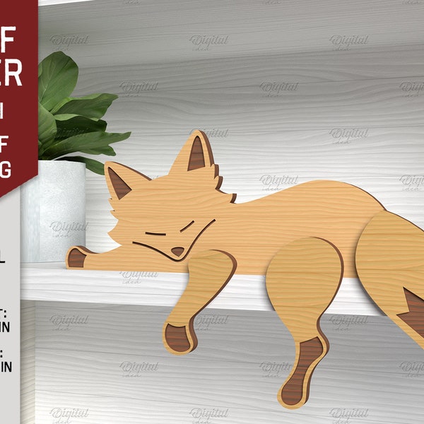 Fox shelf sitter, Shelf sitter laser cut, 3D sleeping animal, wooden lazy animal fence peeker, nursery decor, farmhouse svg, cute fox decor