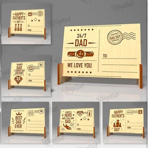 3D Vatertag Postkarten Bundle, Dad Stand svg, Laser geschnittene Wohnkultur, Vatertagskarte svg, Vatertag Zitate svg, glücklicher Vatertag
