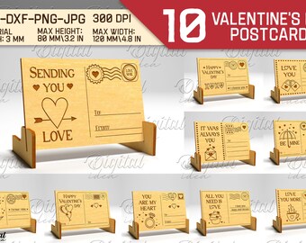 3D Valentine's Day personalized postcard bundle, Valentine letter laser cut, Custom love card stand, Valentines custom gift, greeting card