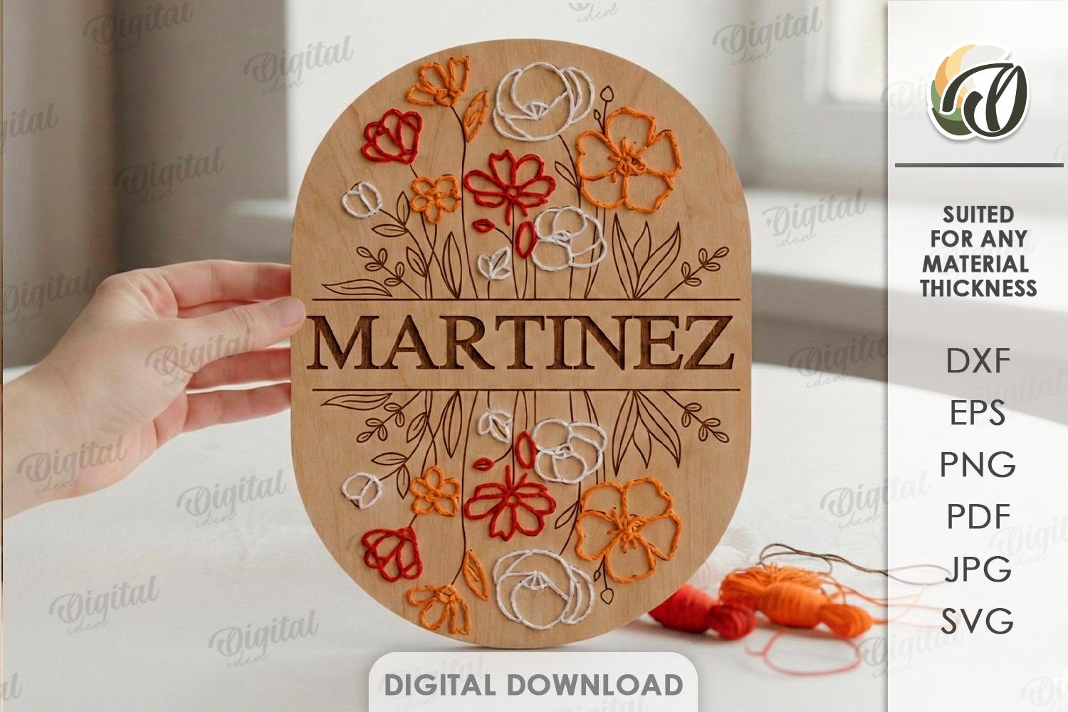 Floral Embroidery Signs Bundle, Flower Sign Laser Cut Files, Wooden ...
