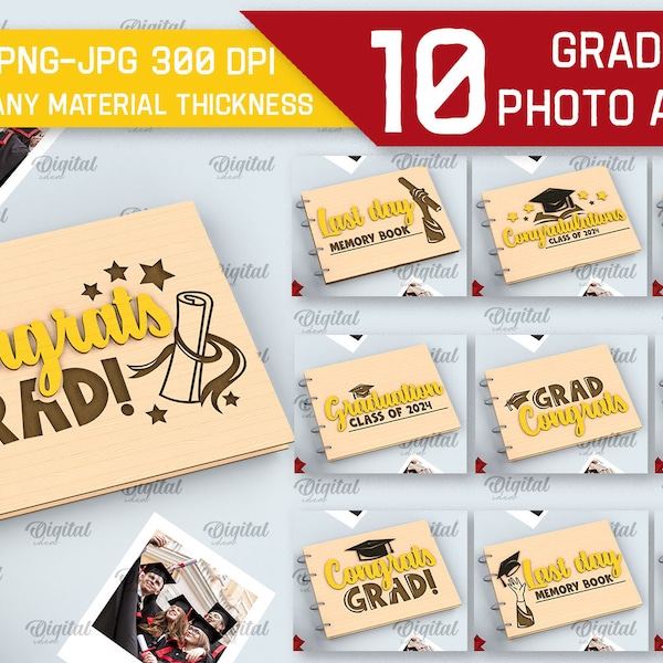 3D Graduation album covers bundle, wooden photo album cover lasercut, graduate gift, grad quotes svg, engraved picture album cover svg