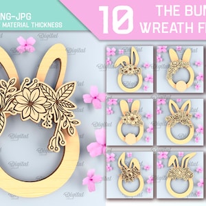 Bundle de cadres de guirlande de lapin de Pâques, cadre de Pâques 3D découpé au laser, lapin de Pâques SVG, svg floral de Pâques, cadres pour enfants, svg de cadre pour enfants, lapin