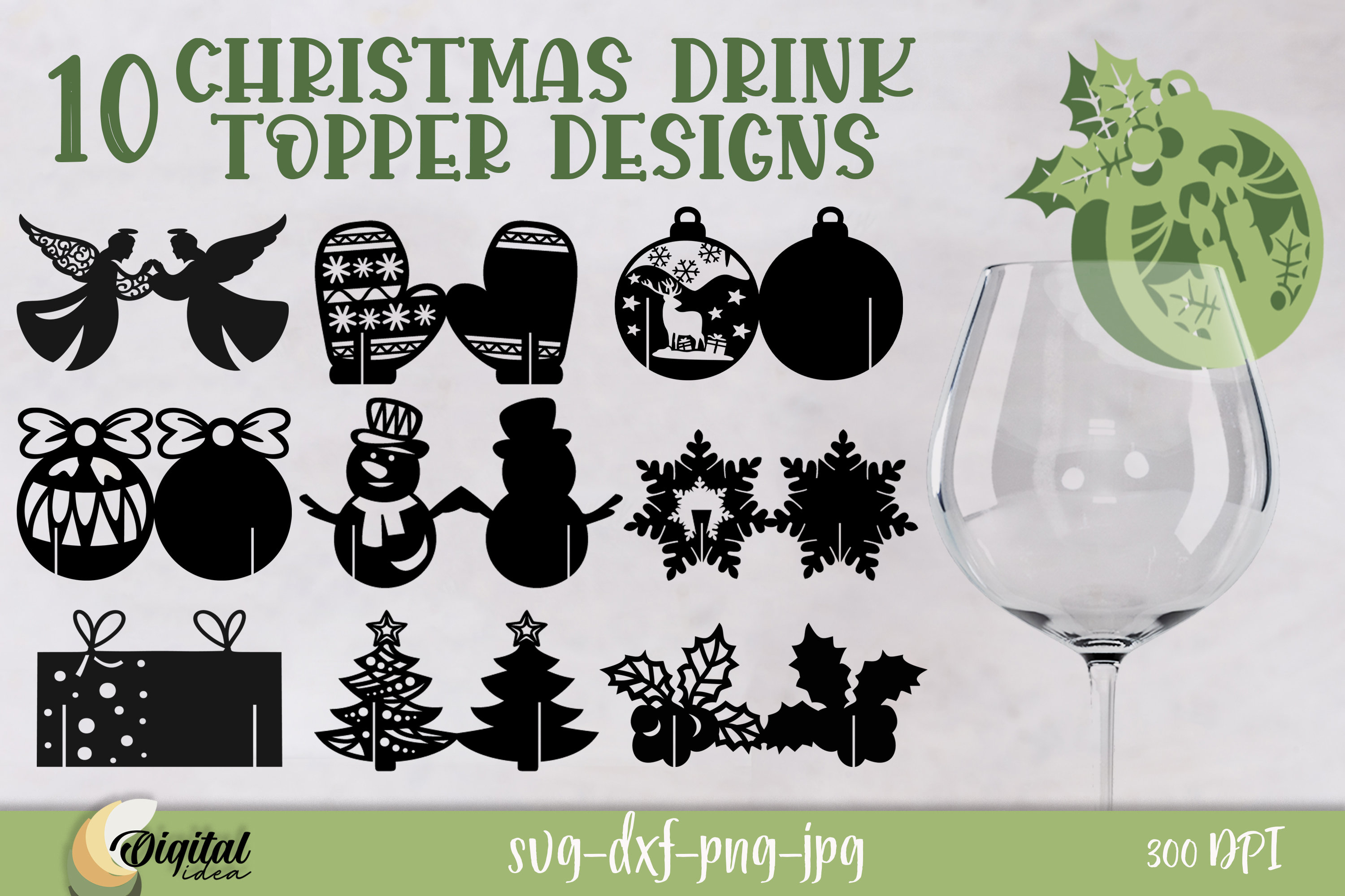 Christmas Paper Drink Toppers, Christmas Place Holders, Christmas