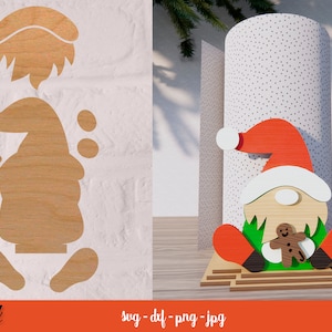 Portarotolo portasciugamani gnomo natalizio 3D, portasciugamani di carta tagliato al laser, portarotolo 3D, taglio laser a strati, cucina Glowforge SVG, arredamento cucina