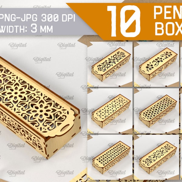 3D Pencil boxes bundle, box template laser cut, pencil case svg, storage box, gift box, favor box, 3d lasercut, glowforge, pencil holder