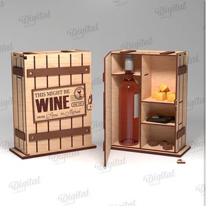 3D Wein und Leckerei Box, Wein und Snack Halter Kiste, Lasercut, dies könnte Wein, lustige Wein und Käse Verpackung Lagerung, Wein Vorspeisen Box sein
