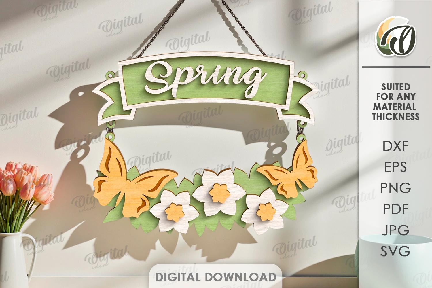 Spring Welcome Sign Digital 3D Hello Spring Signs Bundle, Layered Spring Decor Laser Cut Files ...