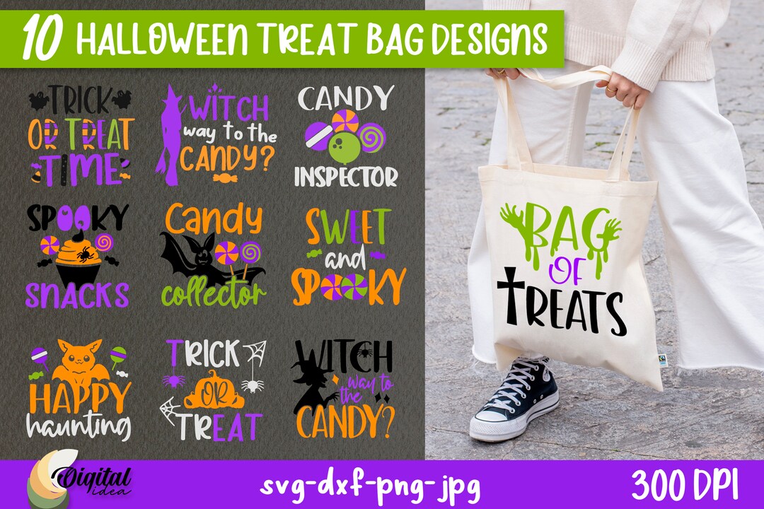 Halloween Treat Bags Deisgns SVG Bundle, Treat or Treat Bags SVG, Bag