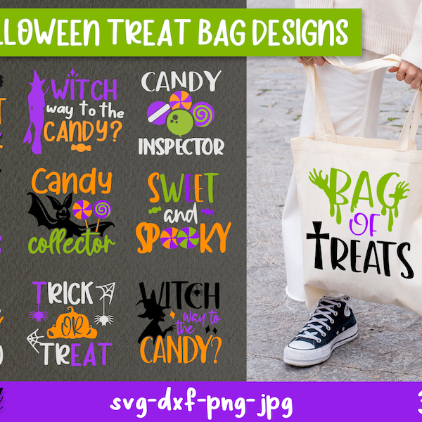 Halloween treat bags deisgns SVG bundle, Treat or treat bags SVG, bag for treats, Halloween bag, Halloween kids svg, Halloween candy bag svg