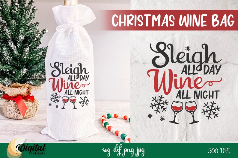 Christmas wine bag bundle SVG, Christmas wine quotes, wine sayings, funny wine quotes svg, wine gift bag svg, wine package, wine box svg image 5