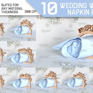 Hochzeit Holz Serviettenringe, 3D Serviettenhalter Laserschnitt, gravierte Serviettenringe, Lasercut Serviettenhalter, Blumen svg