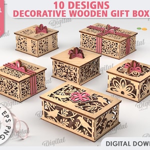 Lot de boîtes-cadeaux en ruban décoratif 3D, porte-bonbons avec noeud découpé au laser, rangement en bois pour chocolats, boîte à friandises, boîte à bijoux pour alliances, anniversaire