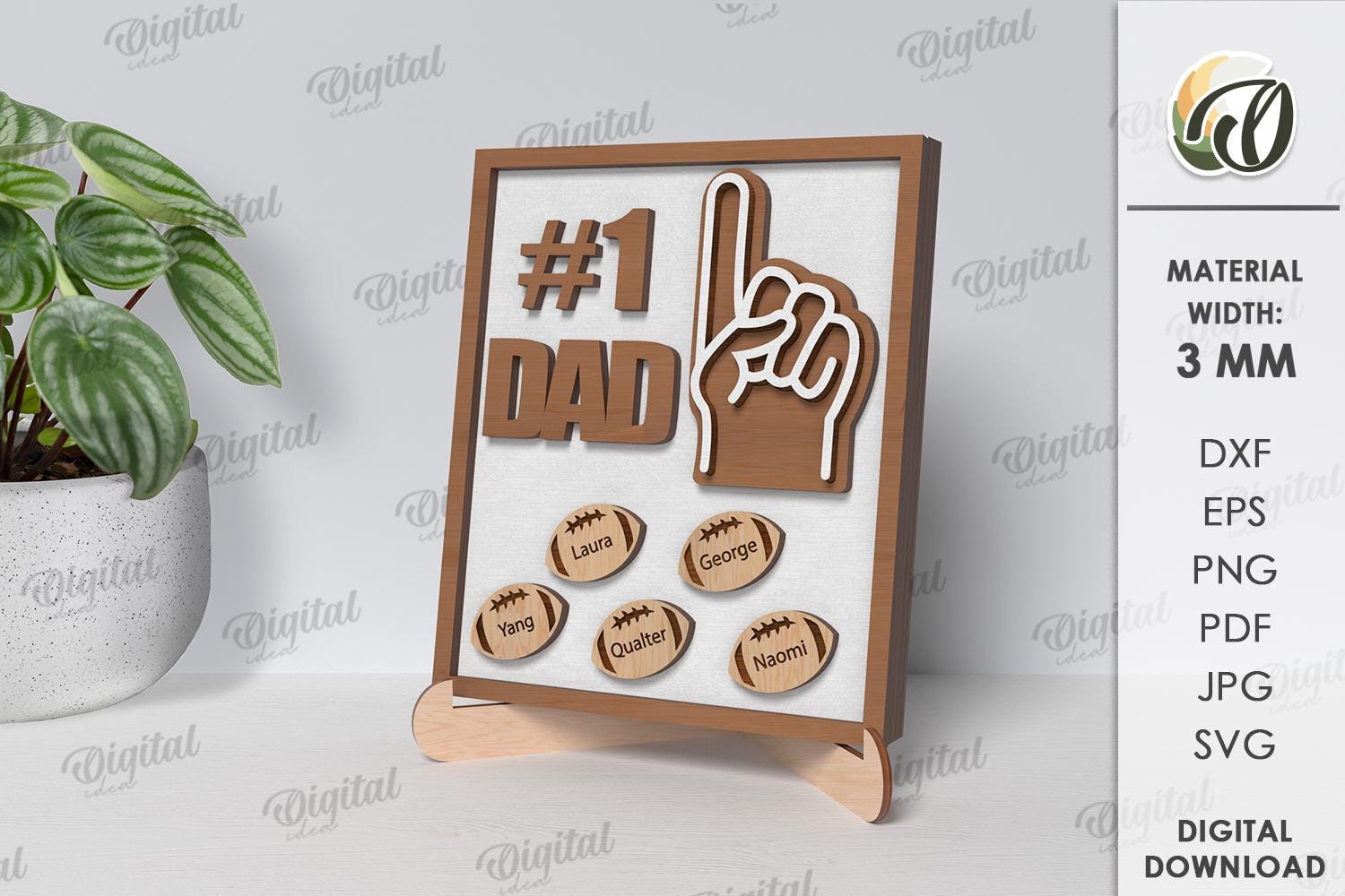 Father Figure Sign 3D Father's Day Personalized Signs Bundle, Dad With Kids Card Laser Cut ...