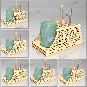 3D Pinselhalter Bundle, Holz Malerhalter Lasercut, 3D Stiftehalter, Pinsel Aufbewahrung, Aufbewahrung für die Malerei, Pinselständer