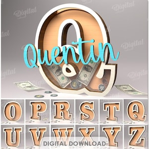 Paquete de alcancías con letras 3D, alcancía con alfabeto, de la A a la Z, 26 alcancías, cortadas con láser 3D, caja de ahorro, caja de efectivo, alcancía personalizada