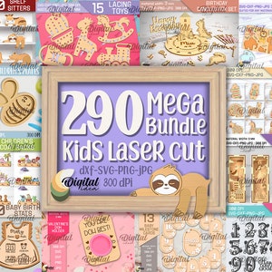 Kids Laser cut Mega Bundle, 290 Children lasercut deisgns, 3D laser cut SVG, Baby laser cut, baby milestone cards, childrens puzzles svg