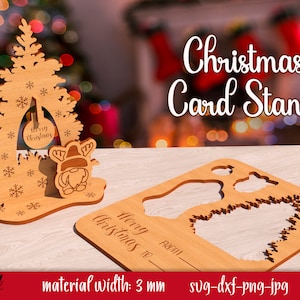 Joli cadeau de Noël personnalisé, carte de puzzle de Noël 3D, carte de vœux découpée au laser de Noël, support de carte de Noël découpé au laser, puzzle de Noël
