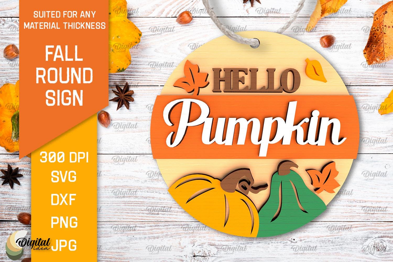 3D Fall Round Signs Bundle, Wooden Sign Laser Cut, Autumn Round Layered ...