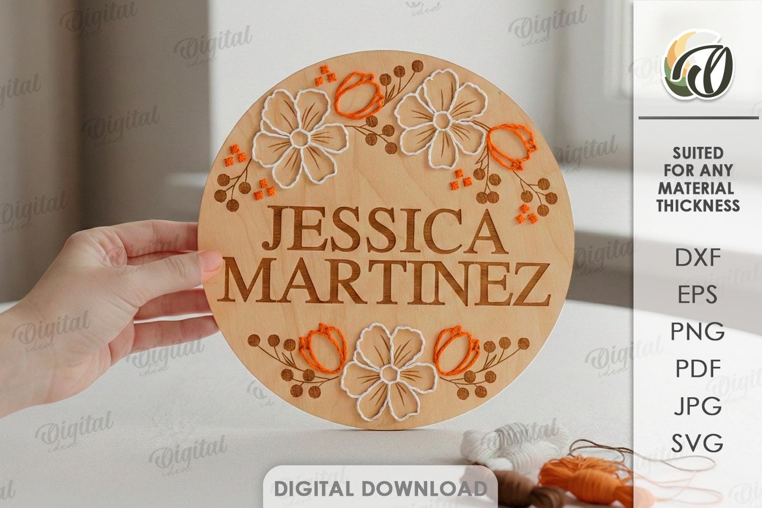 Floral Embroidery Signs Bundle, Flower Sign Laser Cut Files, Wooden ...
