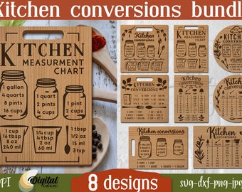 Kitchen Conversions SVG Bundle, Cutting boards laser cut, Cooking designs, Charcuterie Board, Kitchen measurement chart, Kitchen svg bundle