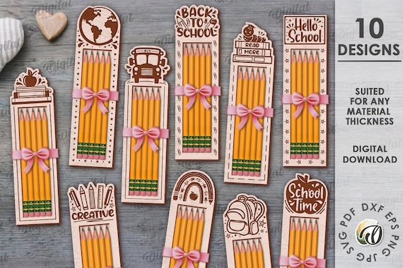 3D Pencil holders bundle, teacher gift laser cut, wooden pencil case svg, pencil storage, childrens gift box, school quotes, back to school