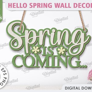 3D Hello Spring Wall Decor Bundle, Layered Spring Sign Laser Cut ...