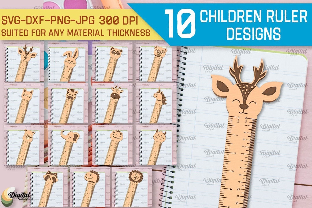 Kids Rulers Bundle, Wooden Childrens Ruler Laser Cut, Inches and ...