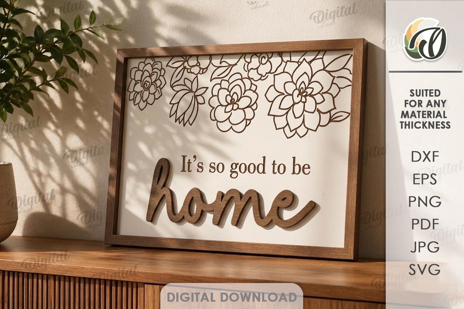 3D Floral Home Signs Bundle, Hanging Wall Sign Laser Cut Files