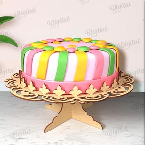 3D Cake stand, cake holder laser cut, dessert display stand, kitchen decor, wooden decorative stand, birthday svg, wedding