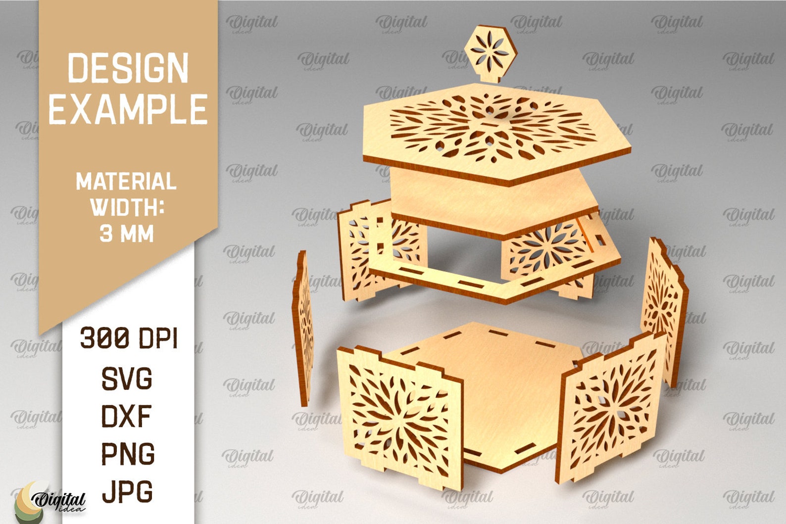 Decorative Wooden Boxes Laser Cut Bundle, 3D Box Template Svg, Storage ...