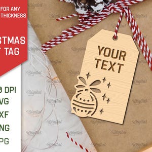 May include: A wooden Christmas gift tag with a decorative ornament design and the text "YOUR TEXT".