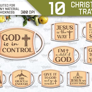 Christian quotes tray Bundle, 3D religious laser cut, treat board, religious quotes and sayings, bible svg, serving tray svg, faith svg