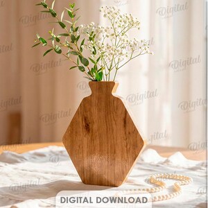 3D Blumenvasen Bundle, dekorative Vase Laser geschnitten Dateien, moderne Blumenhalter svg, Holz Wohnkultur, minimalistisch, Strauß Vase Bild 8