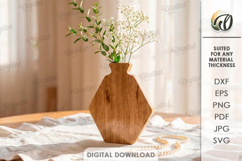 3D Blumenvasen Bundle, dekorative Vase Laser geschnitten Dateien, moderne Blumenhalter svg, Holz Wohnkultur, minimalistisch, Strauß Vase Bild 8