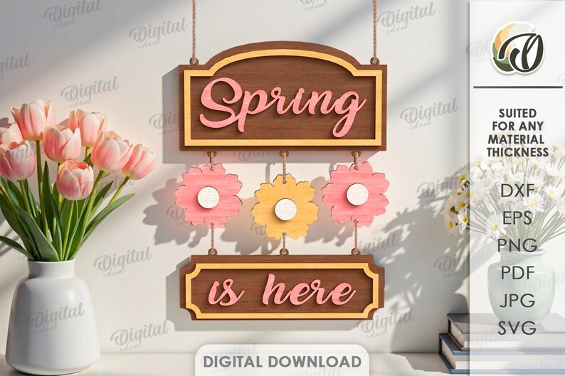 Spring Welcome Sign Digital 3D Hello Spring Signs Bundle, Layered Spring Decor Laser Cut Files ...