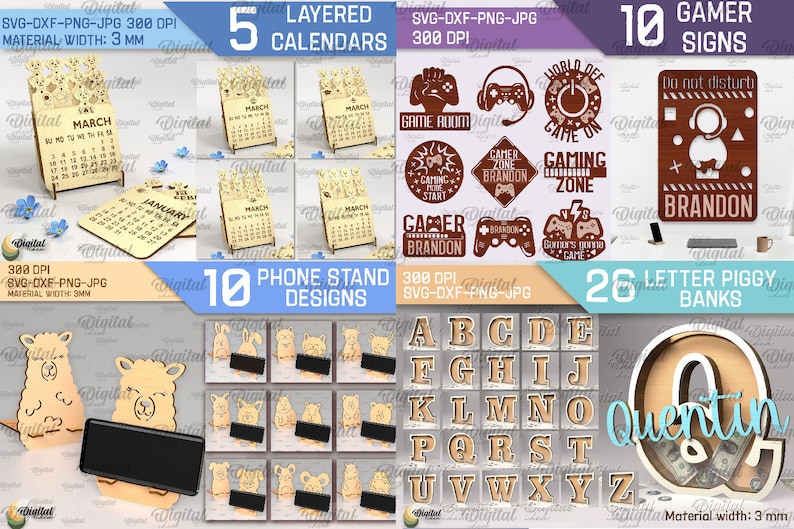 Home decor Laser cut Mega Bundle, 446 Home decor lasercut deisgns, 3D laser cut SVG, wine box laser cut, photo frame svg, money bank box svg image 3