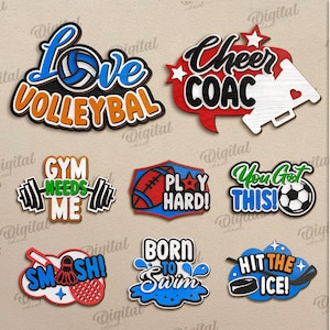Lot de panneaux de sport en couches 3D, décoration murale sportive découpée au laser, suspension murale, football américain, baseball, basketball, citations sportives, articles de motivation