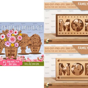 Mother's day Laser cut Mega Bundle, 163 Happy Mothers day deisgns, 3D Mom laser cut SVG, wooden lantern, gift card holder, greeting card svg zdjęcie 6