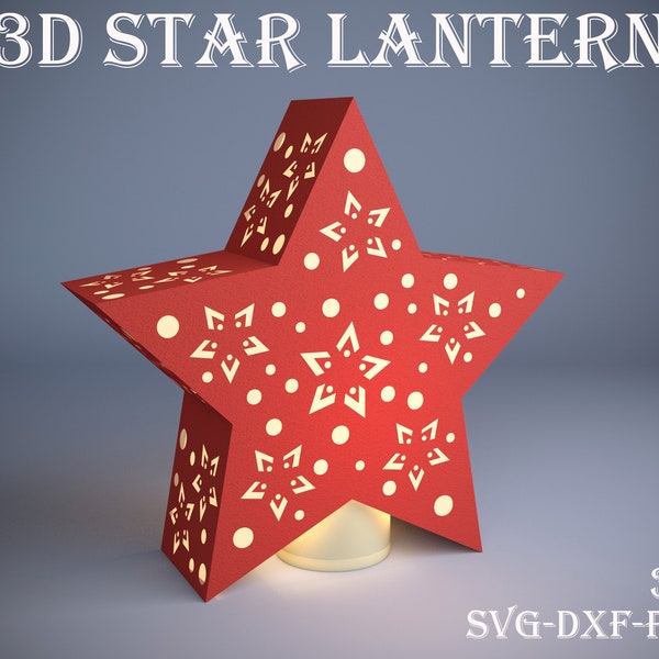 3D Star shaped lamp SVG, 3D paper cut, Nightlamp, Boho, Home decor, lightbox SVG, 3D Star lantern SVG template, Christmas lamp