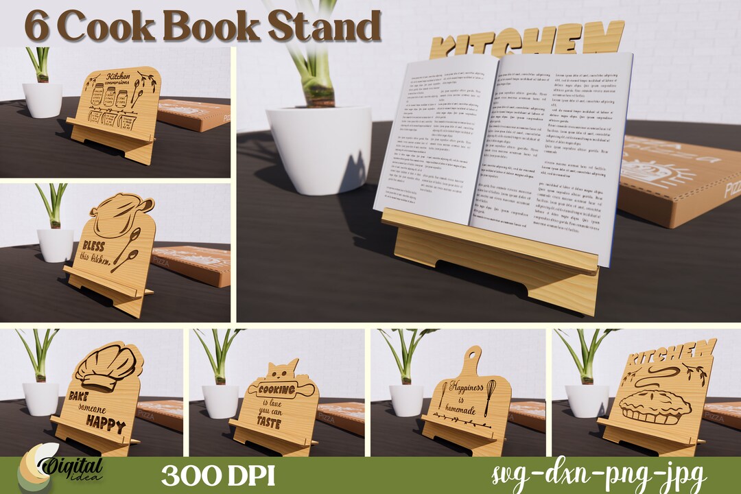 Cook Book Lasercut Stands Bundle, Kitchen Bundle, 3D Cookbook Stand, Recipe Book Holder, Kitchen
