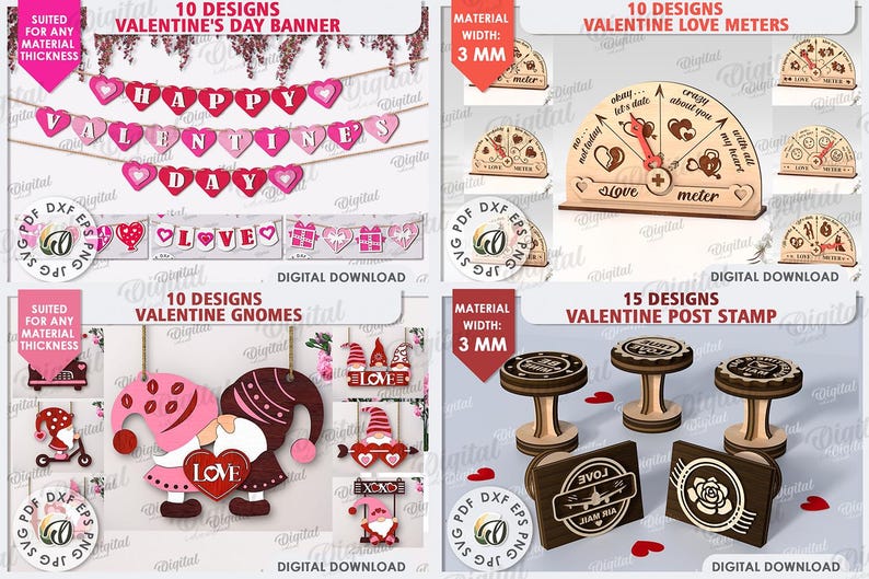 3D Valentine's Day Laser Cut Mega Bundle, 305 Valentine Designs ...