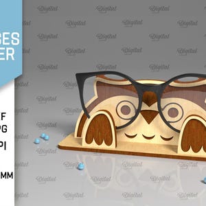 3D Owlglasses holders bundle, cute glasses holder laser cut, wooden eyeglass stand svg, eyeglasses display, kids laser cut