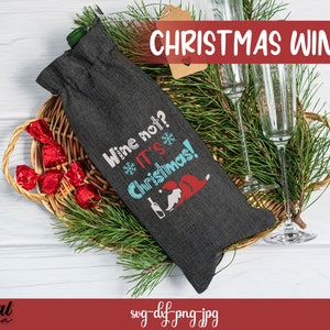 Christmas wine bag bundle SVG, Christmas wine quotes, wine sayings, funny wine quotes svg, wine gift bag svg, wine package, wine box svg image 2