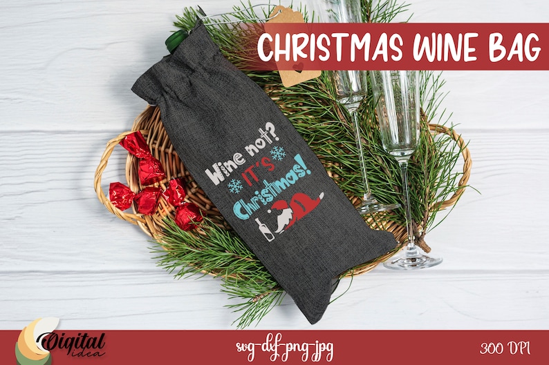 Christmas wine bag bundle SVG, Christmas wine quotes, wine sayings, funny wine quotes svg, wine gift bag svg, wine package, wine box svg image 2