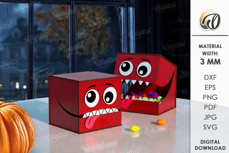 K&ouml;nnte beinhalten: Zwei rote, w&uuml;rfelf&ouml;rmige Boxen mit Cartoon-Monstergesichtern. Eine Box hat einen offenen Mund voller bunter B&auml;lle. Die andere Box hat einen geschlossenen Mund, aus dem eine Zunge herausragt. Die Boxen stehen auf einem Tisch.